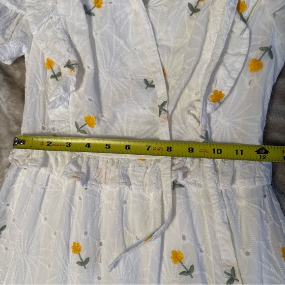 Just Me Eyelet Embroidered Midi Dress Floral Size XS Layered Ruffle - Picture 12 of 13